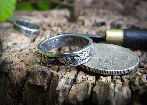 oak leaf coin ring hairy growler silver oak leaf coin ring