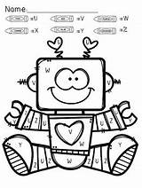 Color Letter Valentine Robot 1064 Followers Math sketch template