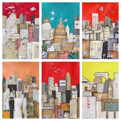 art room britt collage mixed media cityscapes