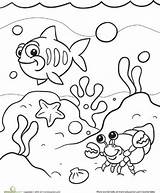 Coloring Sea Under Pages Color Ocean Kids Life Drawing Preschool Colouring Sheets Clipart Printable Fish Disney Animal Adults Education Books sketch template
