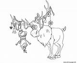 Coloriage Sven Renne Labrador Reindeer Coeur Dun Neiges Reine sketch template
