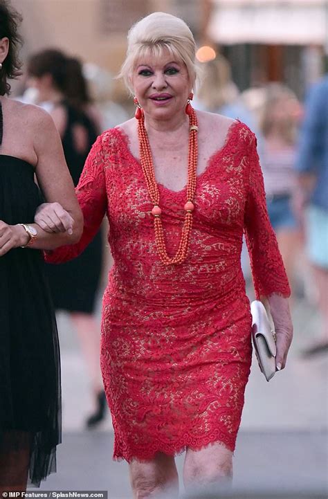 ivana trump models a red lace dress for a night out in st tropez