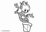 Groot Pages Coloring Baby Guardians Galaxy Kids Printable Color sketch template