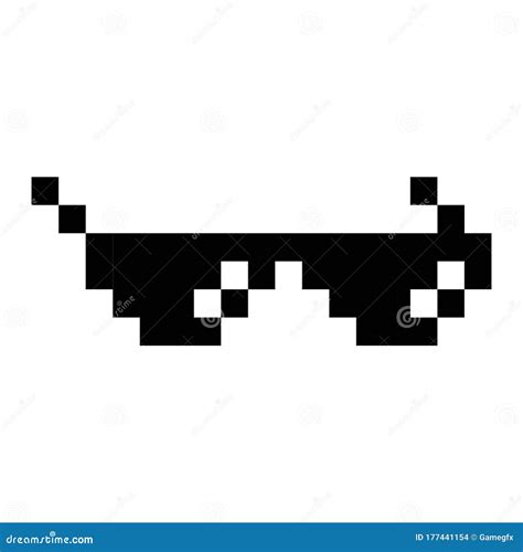Pixel Sunglasses Pixel Art Cartoon Retro Game Style Stock Vector