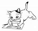 Coloring Kitten Rocket Draws Space Pages Printable Cats Kids Cat Human Personified Kittens Anthropomorphic Enjoy Children Just Drawing sketch template