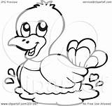 Outline Duck Coloring Clipart Illustration Royalty Visekart Rf Lily Pages Background Clipartmag Drawing Version sketch template