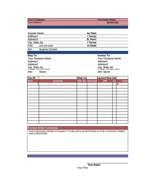 purchase template excel doctemplates