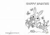 Easter Coloring Card Happy Pages Cute Printable Bunnies Cards Crafts sketch template