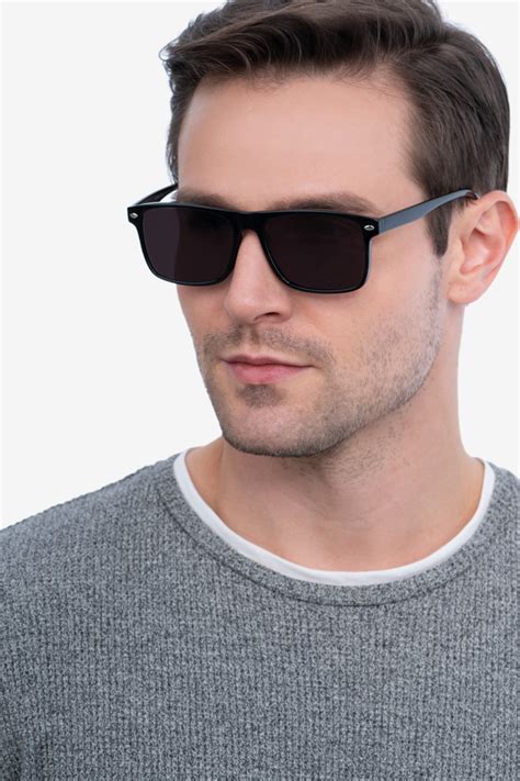 cortez rectangle black frame sunglasses for men eyebuydirect