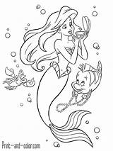 Ariel Coloring Mermaid Pages Little Print Color Book Printables sketch template
