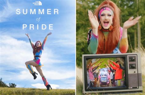 hold  beer  north face launches summer  pride  ad featuring drag queen  pride