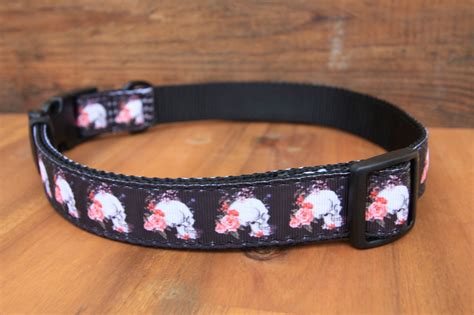 human cranium dog collar  flowers tcd supplies