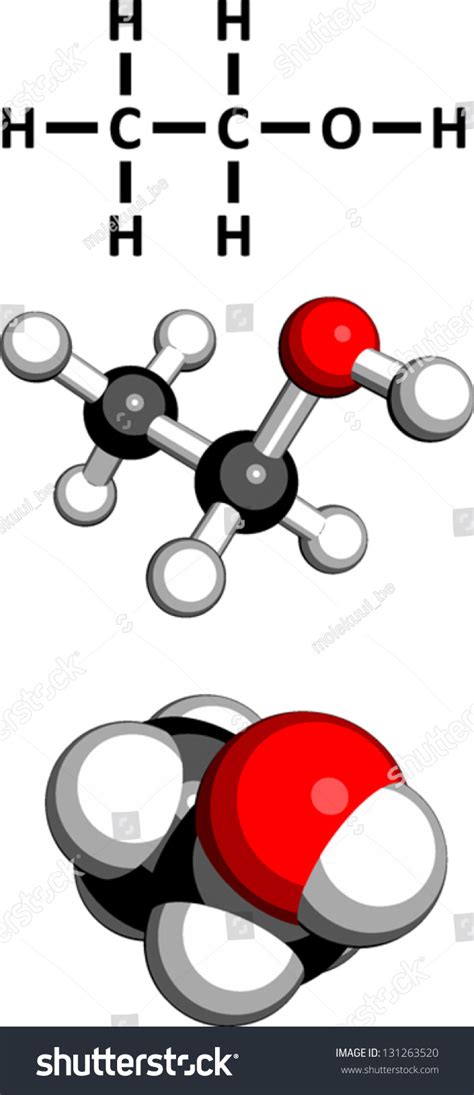 ethanol alcohol molecule chemical structure  representations