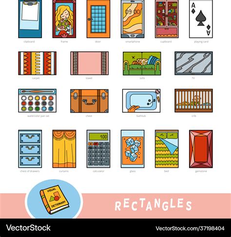 colorful set rectangle shape objects visual vector image