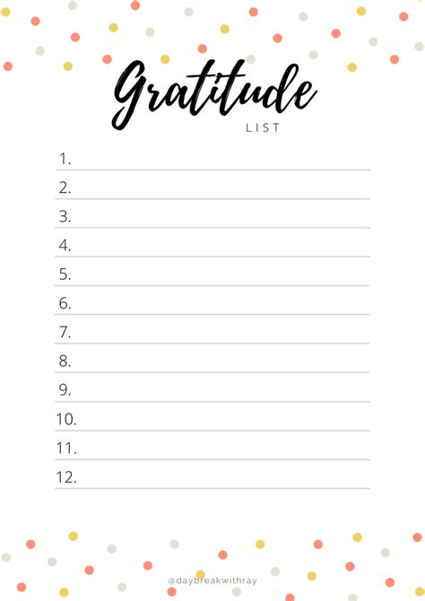 genuine benefits  writing  gratitude list daybreak  ray
