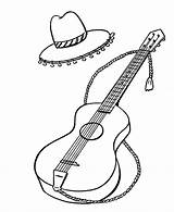 Spanish Coloring Guitar Pages Spain Color Objects Sheets Print Simple Kids Unique Tassels Hat Popular sketch template