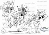 Magical Winter Digi Besties Sherri Sleigh Unicorn Baldy Stamp Instant Artist sketch template