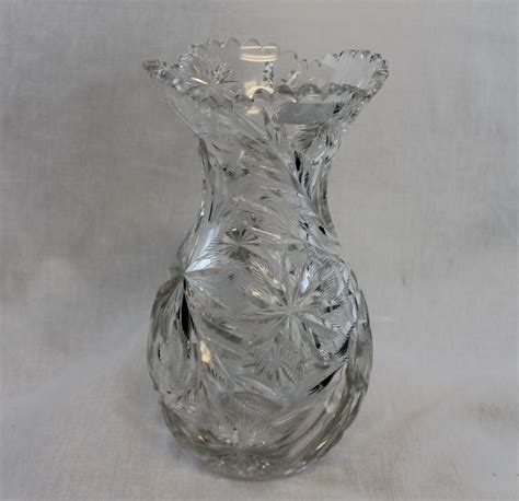 Bargain John S Antiques Libbey American Brilliant Cut Glass Tall Vase