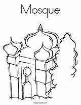 Coloring Mosque Masjid Pages Drawing Getdrawings Getcolorings Temple sketch template