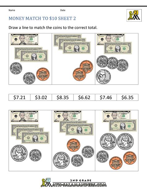 printable money worksheets  kindergarten