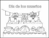 Muertos Colorear Altar Ofrendas Mague sketch template
