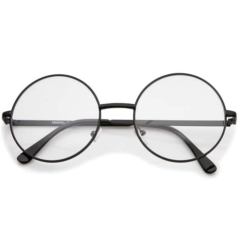 retro lennon style mid size metal frame clear lens round glasses 51mm