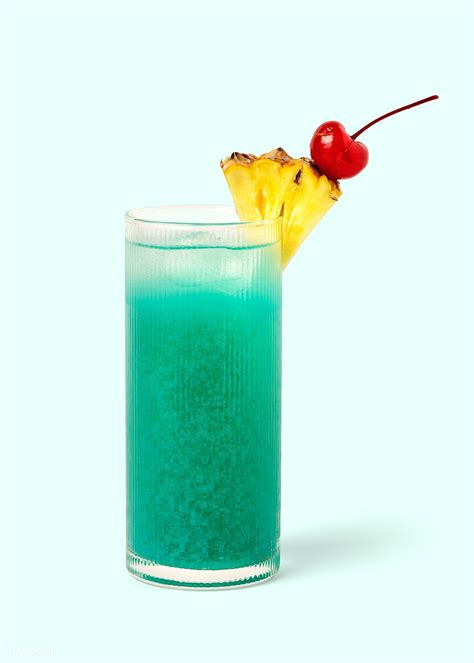 Download Premium Psd Of Blue Hawaii Cocktail With Pineapple And Cherry