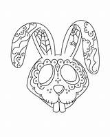 Coloring Pages Skull Dead Sugar Animal Bunny Skeleton Muertos Dia Los Printable Kids Bunnies Sheets Print Skulls Color Adult Potionsmith sketch template