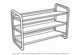 Rack Shoe Drawing Draw Step Furniture Drawingtutorials101 Tutorials sketch template