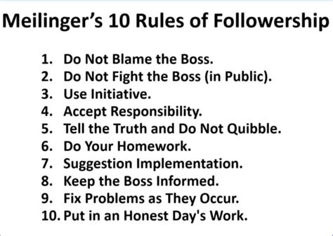 rules  good followership adapted  meilinger