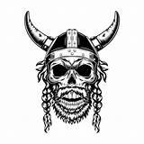 Viking Beard Scandinavian Monochrome Horned sketch template