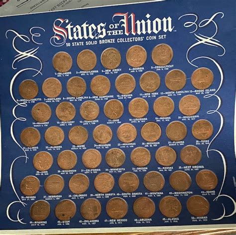 state solid bronze coin set etsy