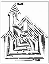Igreja Maze Mazes Labirinto Labyrinths Educational Jogo Mass Colorir Worksheets Tudodesenhos sketch template