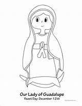 Guadalupe Lady Coloring Sheet Kids Juan Diego Navigation Post sketch template