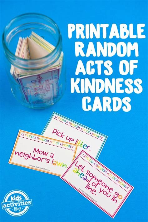 printable random acts  kindness cards   fun activity