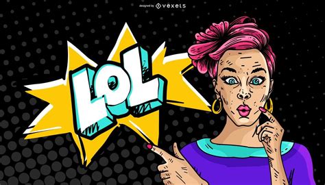 comic woman lol illustration vector download
