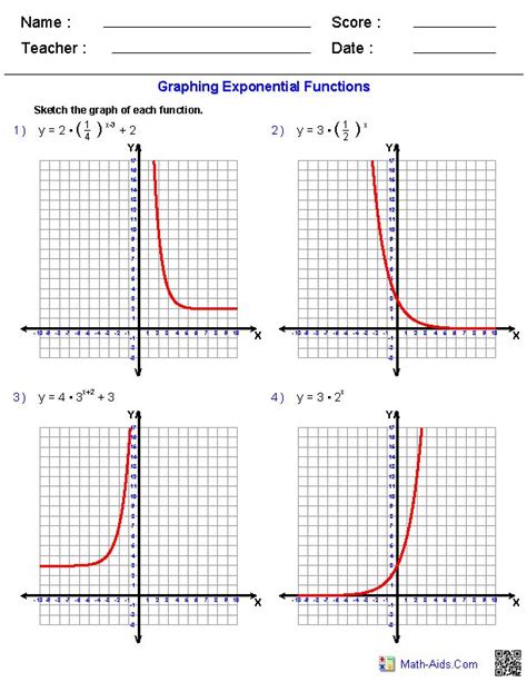 algebra  worksheets exponents worksheets exponential functions