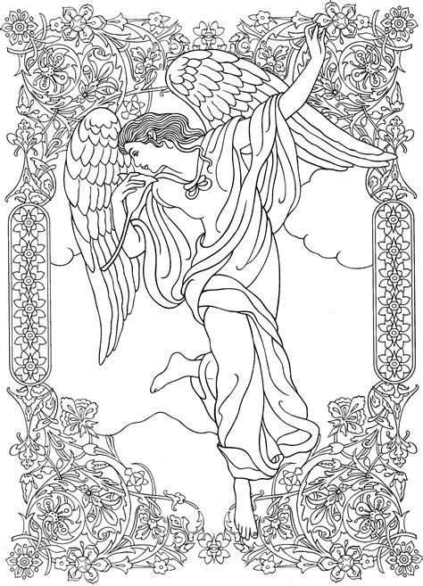 beautiful angel coloring page zentangles adult colouring
