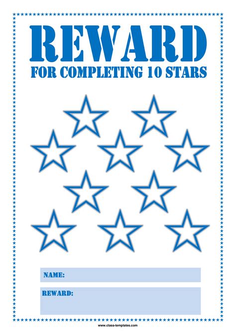 star reward chart  children templates  allbusinesstemplatescom
