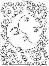 Coloring Stars Pages Moon Kids sketch template