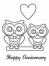 Anniversary Coloring Cards Printable Happy Card Print Mom Dad Create sketch template
