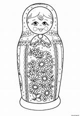 Russe Poupee Russian Bambole Matryoshka Matrioska Russische Puppen Adulti Malbuch Erwachsene Justcolor Nesting Babushka sketch template