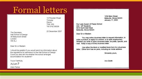 formal informal letters  emails