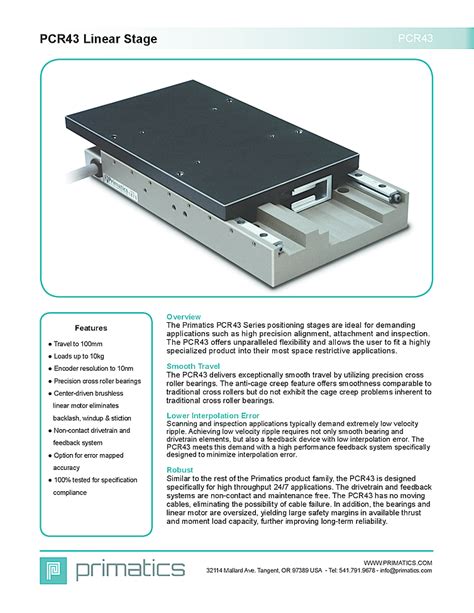 motorized linear stage  mm travel  primatics