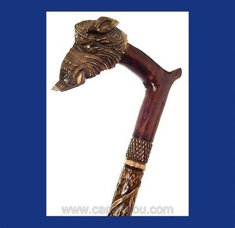 Wild Boar Hand Carved Wooden Cane Walking Stick Teak
