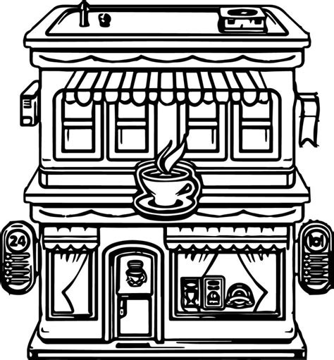 cartoon building restaurant coloring page wecoloringpagecom