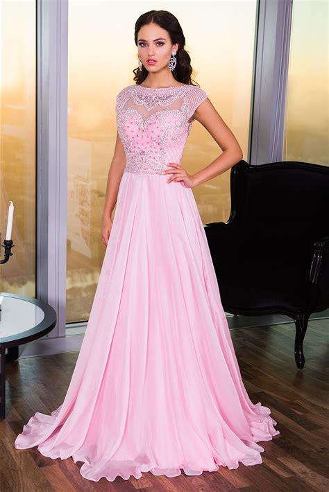 Pink Cap Sleeve Dress 21030 Prom Dresses Light Pink Prom Dress