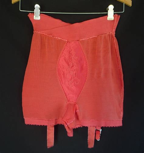 Vintage 50s High Waist Red Panty Girdle 1950s Vlv Pinup Metal