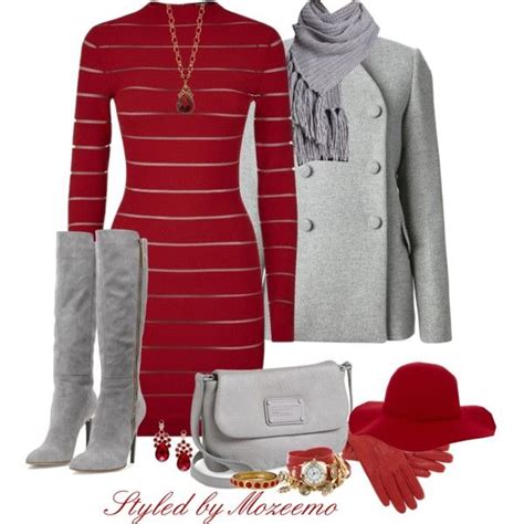 red  gray outfit roupas
