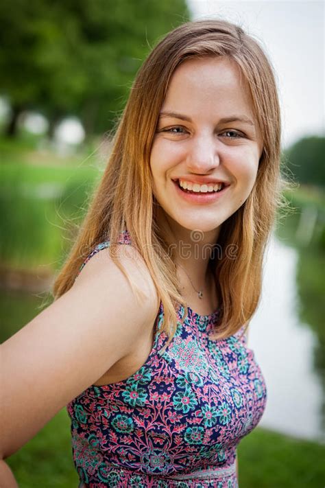 beautiful teen girl high school senior portrait stock